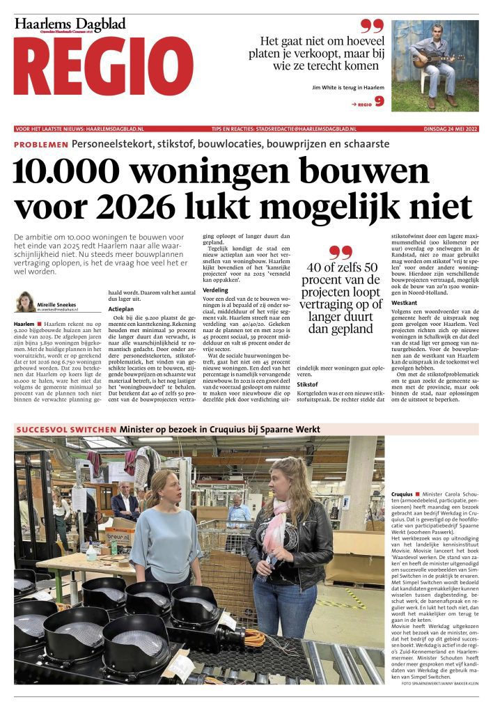 bezoek minister schouten werkdag movisie 23-05-22 haarlems dagblad